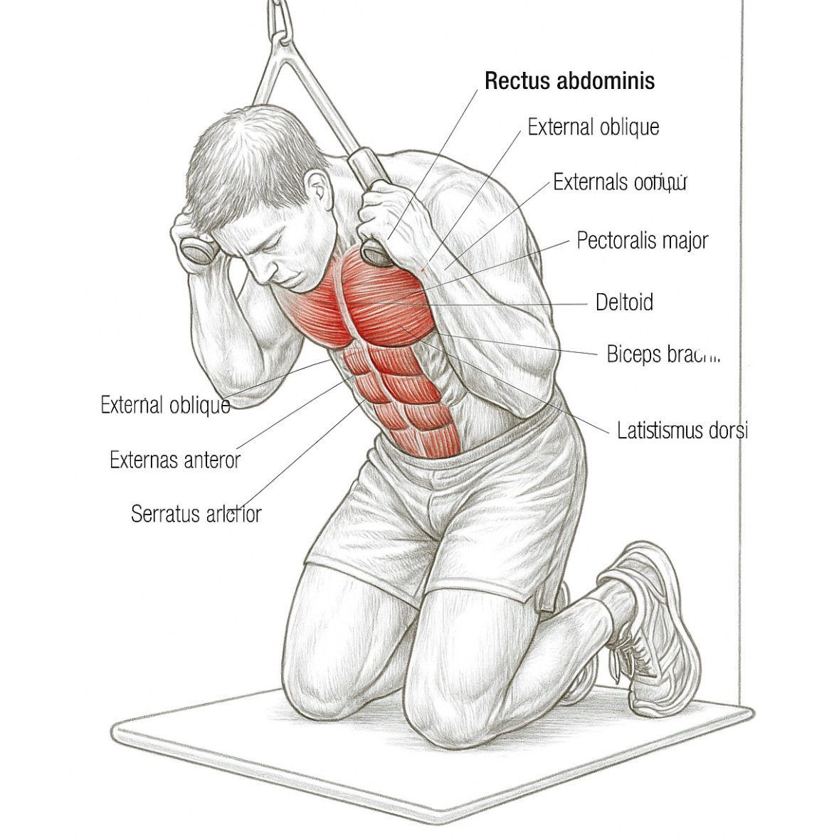 High-pulley crunches