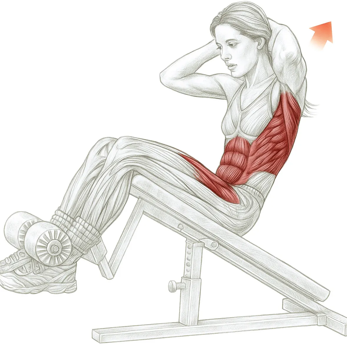 Incline bench sit-ups