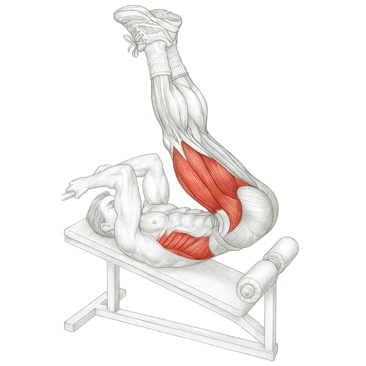 Incline leg raises