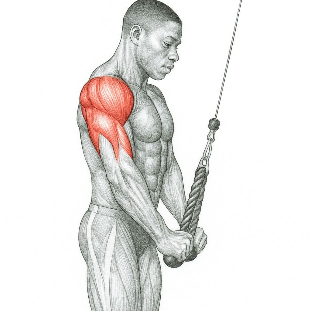 cable rope tricep pushdowns