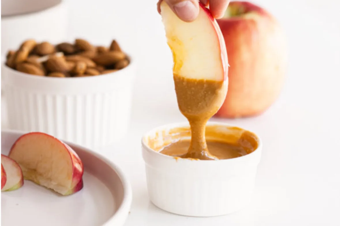 Apple dipped in nut butter