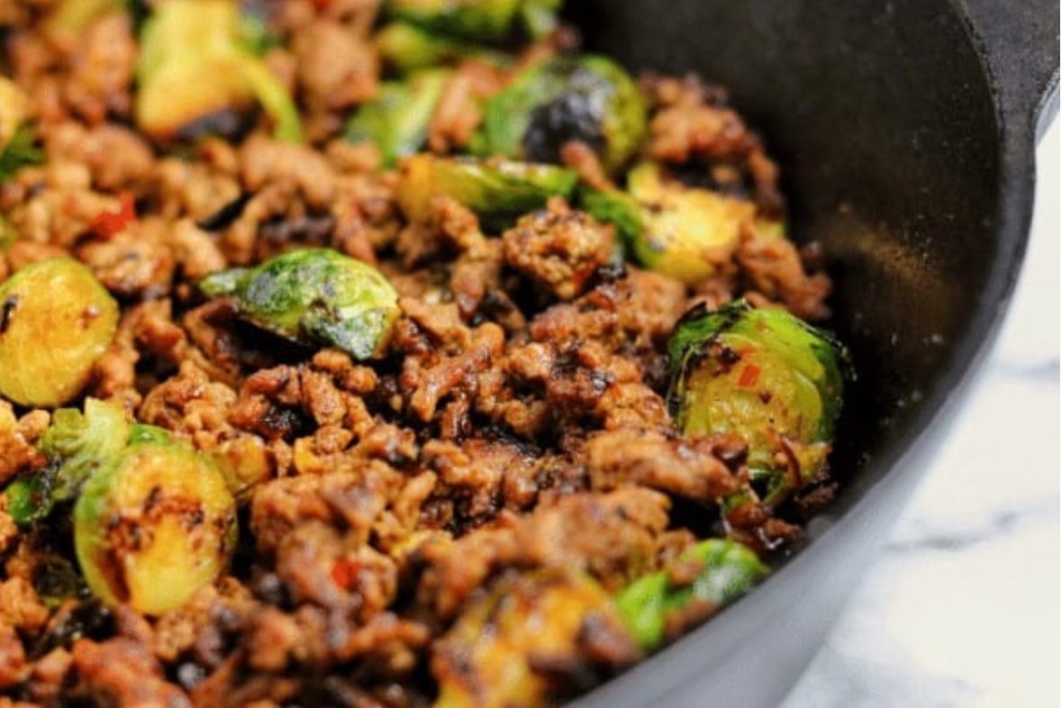 Turkey with Brussels sprouts