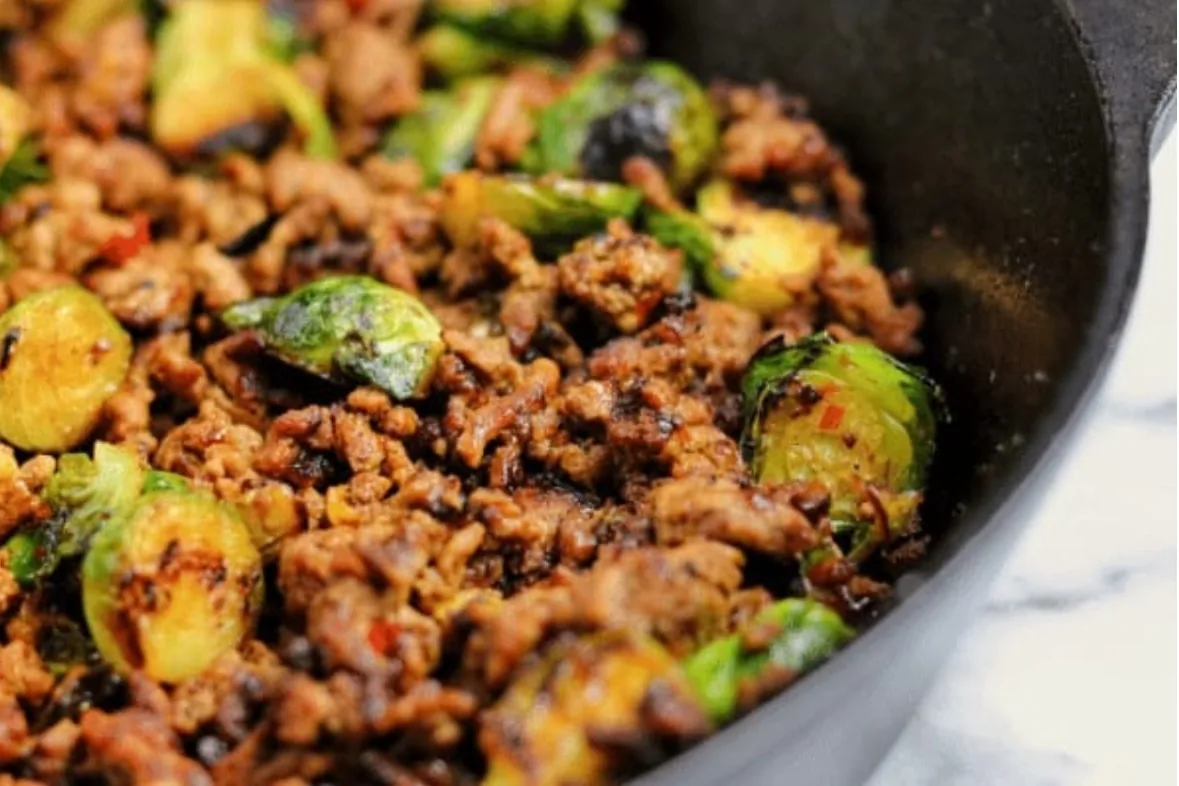 Turkey with Brussels sprouts